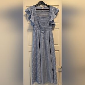 Pinstriped Smocked Maxidress